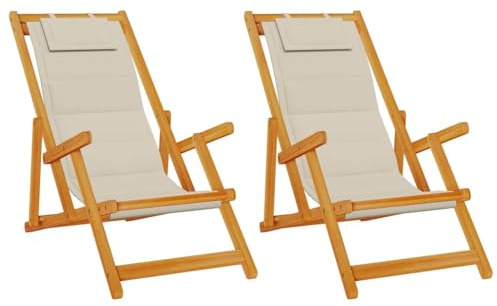 vidaXL Liegestuhl 2 pcs Braun 61.5 x 123 x 82cm Massivholz Akazie, Verstellbarer Gartenloungesessel, faltbar und tragbar, modernes Outdoor-Sitzen, rechteckig, robuster Strandstuhl