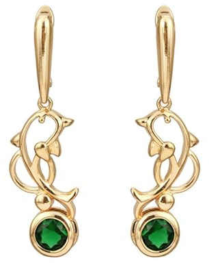 KnSam Orecchini in oro bianco 18 carati 750, stile vintage, con delfino con moissanite, orecchini in oro Au750, stile Liberty, argento, Oro giallo, Granato