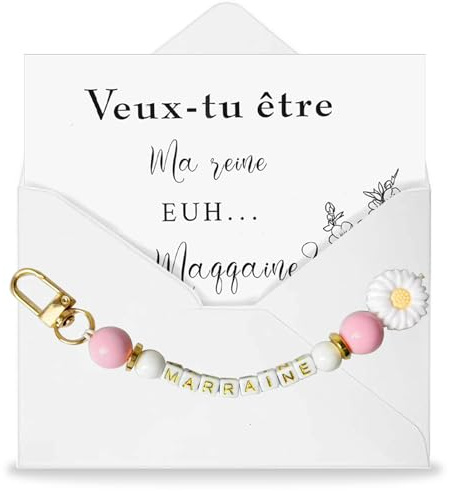Cadeau Marraine Demande Porte-Clés Marraine Cadeau Merci Veux Tu Être Ma Marraine Cart, Idée pour Baptême Noël Communion Anniversaire (Rose)