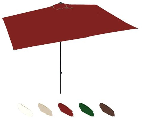 Ombrellone da balcone, regolabile, per patio, rettangolare, da parete, per terrazza e terrazza, 250 x 130 cm, colore: bordeaux