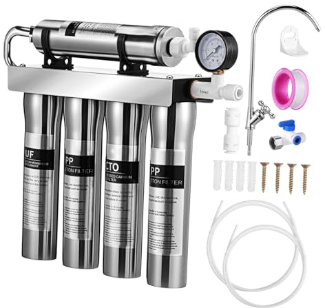 Veemoon Counter Filter Stainless Steel Purifier Tap Sediment Filter System with Five-Stage Ultrafiltration Technology for Household Kitchen Drinking Water Filtration