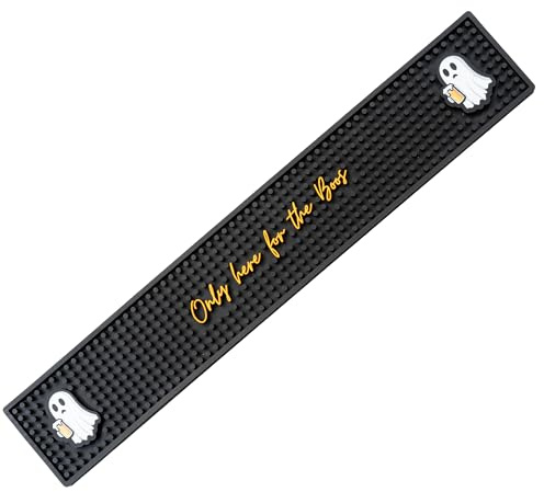 Bar Buddy Rubber Bar Mat Runner | Halloween Edition | 60x10cm Spill Mat | Spooky Halloween Decoration | Home Bar Man Cave | Kitchen Witchy for Adults | Only Here for the Boos