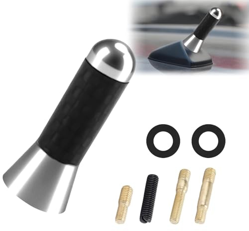 Autoantenne 3.5CM,Auto Antenne Kurz,Kurzantenne für Auto (Silber) | Autoradio Dachantenne Auto,Kleine Kohlefaser Auto Antenne,Mini Autoantenne für AM & FM Empfang-Stabantenne