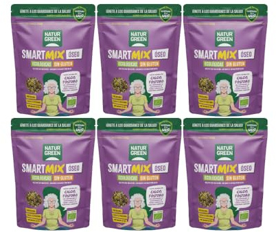 NaturGreen - Mezcla de Semillas Ecológica, Pack 6 x 175 g, Smart Mix Óseo, Semillas de Cáñamo, Lino Marrón Molido y Chía, Fuente de Calcio y Fósforo, Proteína Vegetal, Fuente de Fibra