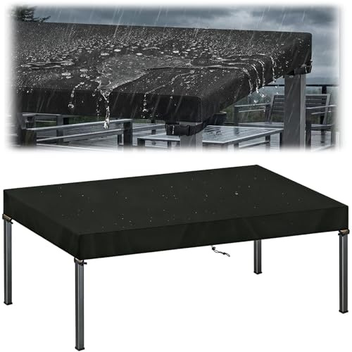 XXL Abdeckung für Gartenmöbel 200x100cm, Wasserdichte Winterfeste Tischabdeckung für Outdoor Windfeste Schutzhülle mit Kordelzügen Gartenmöbel Hülle für den Innen und Außenbereich
