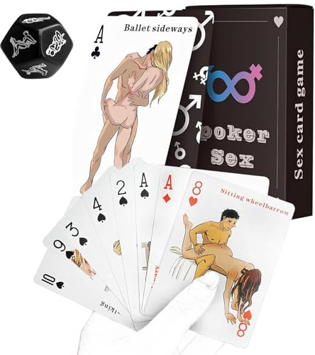 54 erotische Positions-Spielkarten für Paare – illustriertes Couples-Game & langlebiges Poker-Deck für gemeinsame Abende, inklusive 12-seitigem Liebeswürfel für spannende Überraschungen