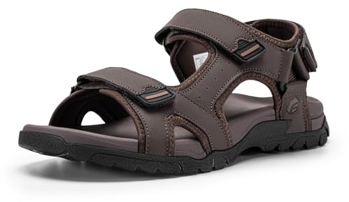 FitVille Men’s Wide Fit Walking Sandals with Arch Support, Adjustable Hook & Loop Straps, Comfortable Summer Sandals for Swollen Feet