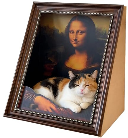 Mona Lisa Katzenbett, Katzenbett Multifunktion Art Rahmen, Mona Lisa Katzenhaus 3D Dreieckiges Kratzbrett, Für Zuhause Schlafzimmer Wohnzimmer Und