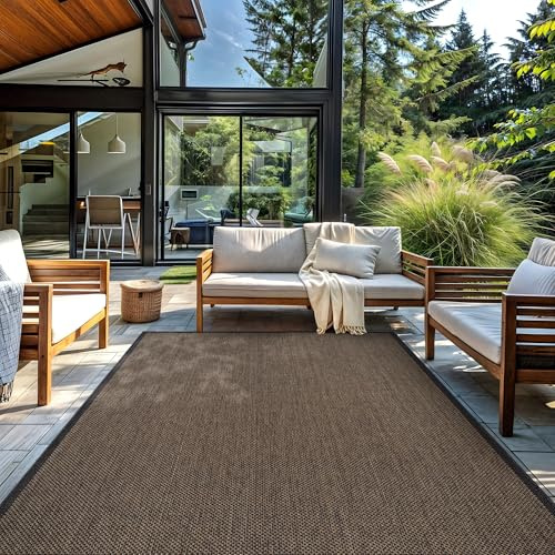Rugshop Diamond Grid Indoor Outdoor Flat Woven Area Rug,Natural Jute-Style, Easy-Care Patio Rug for Backyard Porch Deck Balcony, 9' x 12' Dark Gray/Natural
