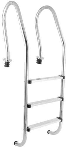 Cocoarm Poolstege 304 Rostfritt Stål Simbassängstege 3-stegs Halkfria Pedaler 157 Cm Höjd 50 Cm Inre Bredd med Fästanordning för Privata och Stora Pooler