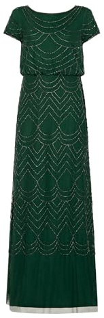 Adrianna Papell Dam Sht SLV Bluson Beaded Gwn klänning, Dammsugarsmart smart, 42