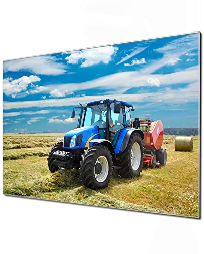 banjado Glas Magnettafel (60 x 40cm) - Magnetwand Glas - Magnetpinnwand als Memoboard - Pinnwand Magnettafel Küche, Büro, Kinderzimmer - Traktor