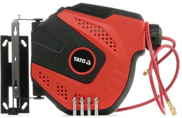 YATO Profi Automatik-Druckluftschlauch Aufroller | 14m lang | 6,5mm Innendurchmesser | abriebfest | beständig gegen Chemikalien