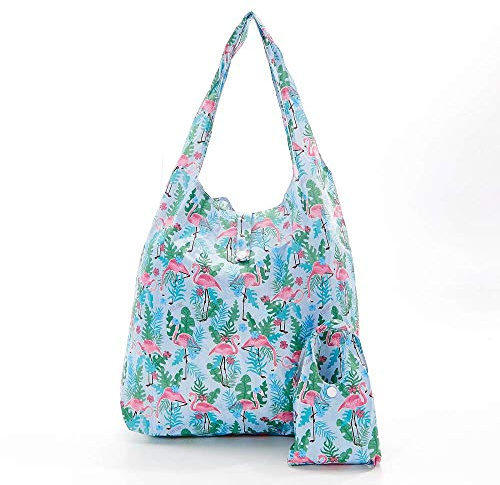 Eco Chic - Faltbarer Einkaufstasche / Shopper, Flamingo, Blau