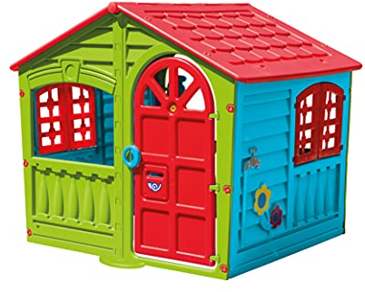 Sport1 House of Fun Gartenhaus für Kinder - Kinderspielhaus für Garten/Innen - Kinderhaus aus Kunststoff - Einfache Montage - Tür und Fenster zum Öffnen - Maße 130x111x115cm