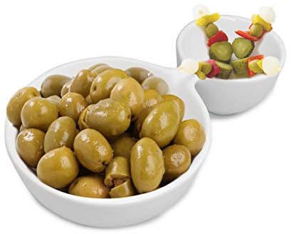 Nerthus FIH 562 Cuenco de porcelana doble para aperitivos, FIEstas, cenas, para recibir invitados, para servir frutos secos, dulces, patatas o alimentos para mojar en salsa