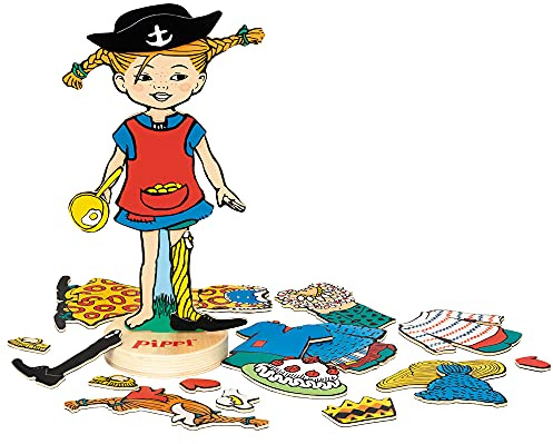 Pippi Langstrumpf Spielzeug - Anziehpuppen Magnetspiel - PIPI Langstrumpf Magnetspiele für Kinder ab 3 Jahre - Geschenk Mädchen 3 Jahre - Magnetpuzzle in Magnetspielbox - by Micki