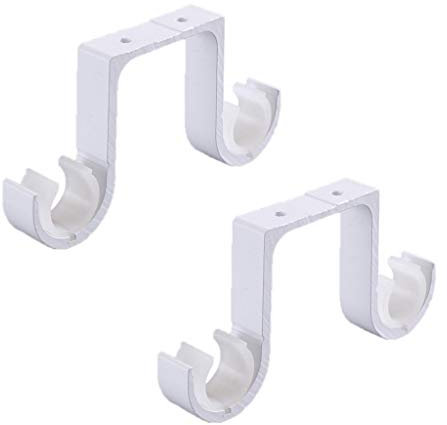 Rtengtunn Staffe per Asta di Tenda, 2 Pezzi/Set Staffe per Asta di Tenda Doppia Finestra Hardware Supporto per Gancio Appendiabiti Montaggio sul Tetto Decorazioni per la casa - Bianca