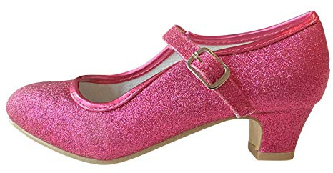La Senorita prinsesskor fuchsia rosa glitter spanska flamencoskor för flickor