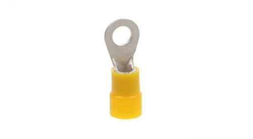 ERKO Pack of 100 Professional Insulated Ring Cable Lugs for M5 Screws and Wire Size 4-6 mm², with Polyamide Insulation, Manufactured in Accordance with DIN 46234