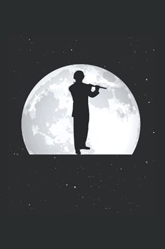 Flöte Notizbuch: Querflöte Mond Flöte Flötist Geschenk / 6x9 Zoll / 120 leere Notenblätter Seiten