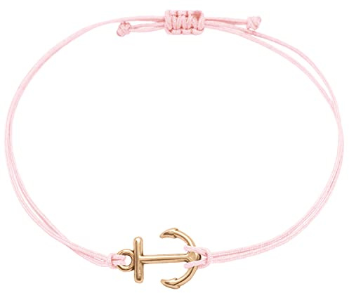 Selfmade Jewelry Pulsera para mujer, oro rosa, ancla, hecha a mano, macramé, tamaño ajustable, incluye embalaje de regalo, Größenverstellbar, Metal