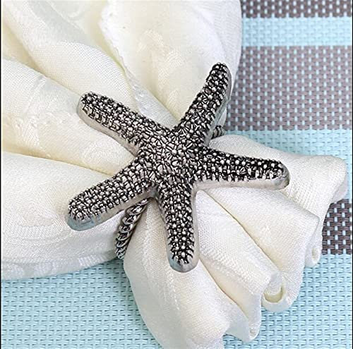 1 stücke Mode Metall Serviette Schnalle Kreative Stern Fisch Schmuck Serviette Ring Hotel Set Tischdekoration Zubehör Serviette Ring (Color : Starfish silver)