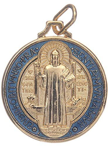 Medaglia San Benedetto zama dorato smaltato varie misure, 22 mm (0.87 inc.)