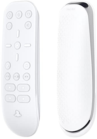 PlayVital Silikon Hülle für PS5 Media Remote, Medienfernbedienung Cover | Schutzhülle für playstation 5 Fernbedienung, Ergonomisches Design, Ganzkörperschutz, Transparent Weiß