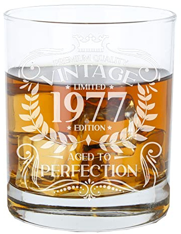 Always Looking Good Verre à whisky gravé vintage 1977 pour homme - Cadeau pour 49 ans - Verre à whisky gravé - Bourbon Scotch Lowball