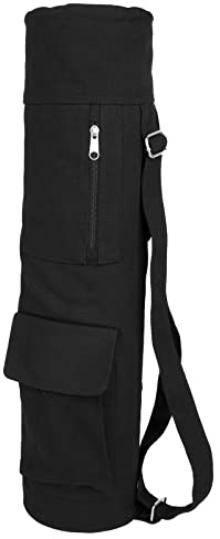 Muka - Bolso de Esterilla de Yoga con Cremallera Completa, Funda Esterilla Yoga Bolsillos multifuncionales, Bolsa de Gimnasio Negra con Correa Ajustable