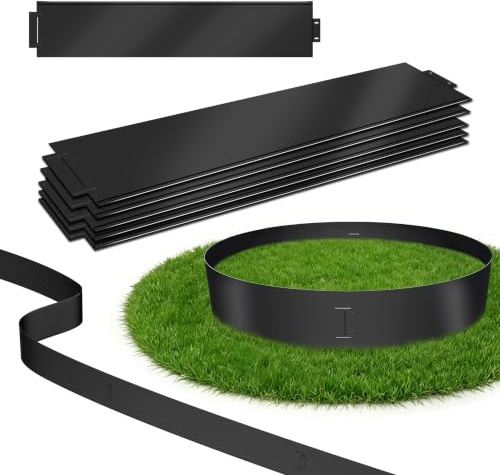 YRHome 15 pièce Bordure de Jardin Flexible 100x15cm Acier Galvanisé Palissade Bordure de Jardin Cour (15mx15cm, Noir)