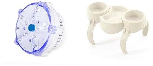 Bestway Lay-Z-SPA 7-Farben-LED-Licht, Mehrfarbig, 9,2 x 6,2 cm & Lay-Z-SPA Getränkehalter, Set 35 x 2,32 x 20,5 cm, Weiß