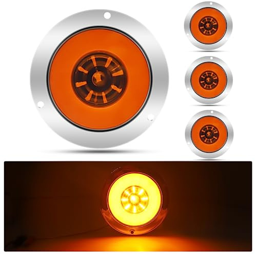 NWpangu Luce Posteriore Rotonda a LED, 24-LED Luci di Retromarcia con cromo per Camion, Rimorchio, Camper,Impermeabile, 2pezzi