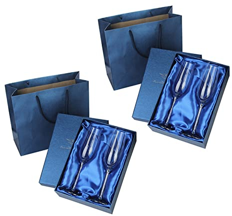 Pavewood 4Pc Verres de Mariage Personnalisé Flûtes Une Champagne de Fête Cristallin Griller Verre Gobelet