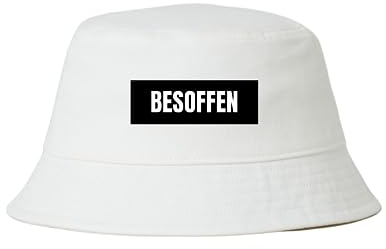 dalerno BESOFFEN Hut Saufen Mallorca Fischerhut Lustiger Bumsbar Hut Bucket Hat Alkohol Feiern Party Goldstrand Junggesellen-Abschied Anglerhut Sommerhut Bier (Schwarz)