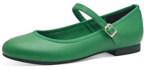 Marco Tozzi Bailarinas para Mujer con Tiras Veganas, Verde, 37 EU