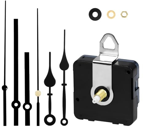 YIWONFU Uhrwerk für Wanduhr, Lautlos Uhrwerke zum Selbsteinbau mit Zeiger, Quarz Uhrwerk mit 2 Sätze Uhrzeiger für Basteluhr, DIY-Reparatur-Teile(18mm Welle)