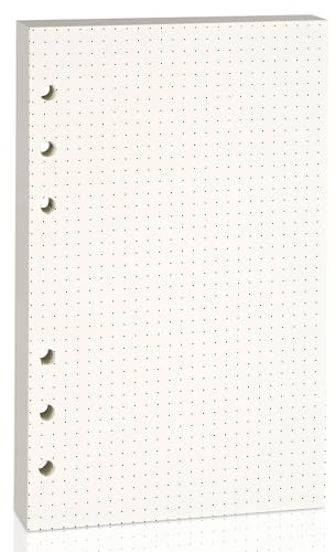 Nachfüllpapier für A6 6-Ringbuch-Notizbuch – Beidseitig beschreibbar, kein Durchschlagen bei Füllertinte. 100 GSM, Gepunktete Linie, 80 Blatt, passend für A6 6-Ring