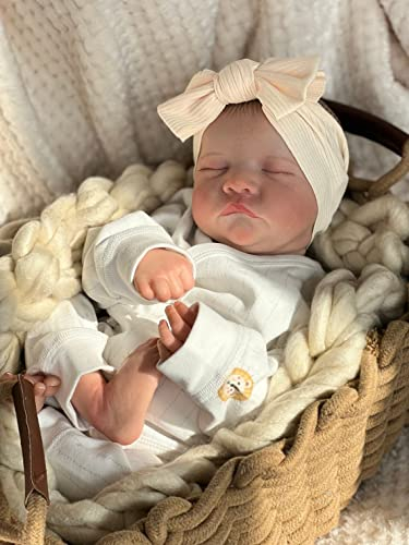 iCradle Reborn Baby Dolls 19 Inch Realistic Newborn Baby Dolls Soft Silicone Baby Doll with Clothes and Toy Accessories, White