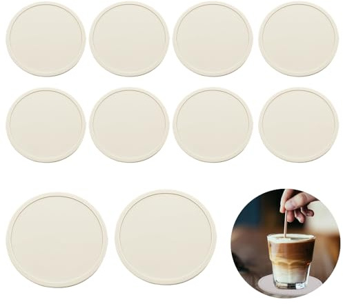 Koboko 10 posavasos de silicona, posavasos de cristal, posavasos de diseño redondo, antideslizante y aislado para bebidas, tazas, bares, cristal, posavasos de silicona, color blanco y gris