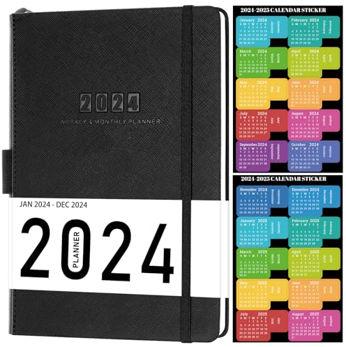 Colorage Artfan Kalender 2024, Terminplaner 2024 Taschenkalender von Januar 2024 bis Dezember 2024, mit Ledereinband und dickem Papier, Innentasche und 88 Seiten Notizen, (FRA5XSZW24DE)