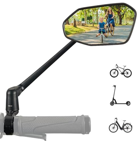 REEZER Fahrradspiegel RS3 links mit extra großer Spiegelfläche - 360° verstellbarer Fahrrad Spiegel für E-Bike & E-Scooter Lenker - Rückspiegel kompatibel mit allen Modellen - RECHTS