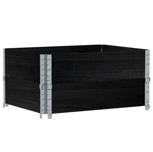 vidaXL Paletten-Aufsatzrahmen 2 STK. Schwarz 80x60cm Massivholz Kiefer