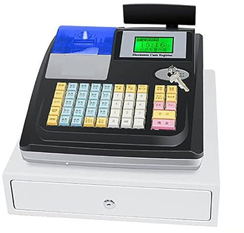 SmPinnaA Registrierkasse, Elektronisches Pos-System, Registrierkasse Mit 48 Tasten, 8 Digitalen Led-Anzeigen, Einzelhandels-Kassensystem Und Registrierkassenschublade, Geeignet Für Restaura