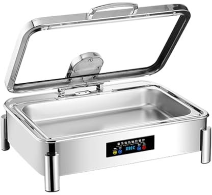 Catering Food Warmers Electrical Stainless Steel Dining Stoves, Smart Chafing Dishes for Buffet With Glass Transparent Lid for Catering, Parties, Weddings(9L/1)