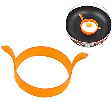OKUMEYR Silikon Eierring Mit Doppelgriff Hitzebeständig Und Antihaftbeschichtet Küchenhelfer Für Spiegeleier Und Kleine Pfannkuchen Wiederverwendbare Omelettform in Orange Spülmaschinenfes