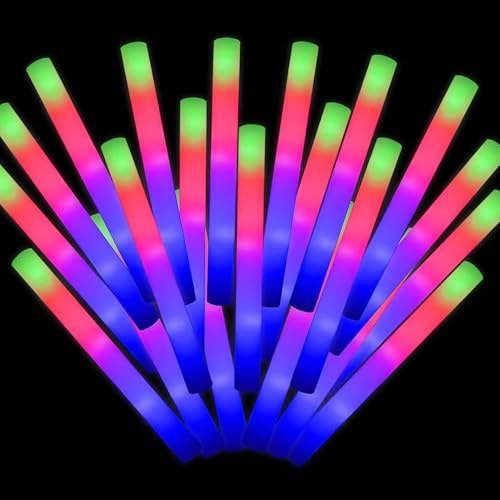 DkevEu 30Pcs Foam Glow Sticks Bulk,Long Lasting Flashing,Light up Foam Sticks,Glow in The Dark Party Favors for Wedding,Birthday,Concert, Parties, Camping, Sporting Events