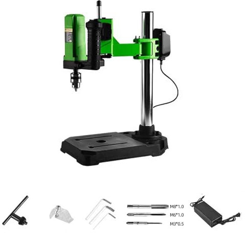 Toplionace Taladro Roscador Vertical Eléctrico de Escritorio de CA 100-240V con Brazo Flexible Universal, Mandril B12 de 1-10mm, 100W, 90 Rpm