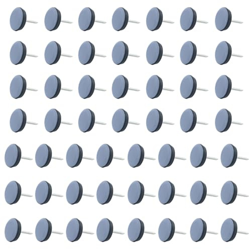 52 pezzi feltrini in teflon con chiodi, tappi per sedie, feltrini teflon circolari, 19 mm, per tavolo, sgabello, divano, armadio, piastrelle, tappeti, pavimenti in legno, laminato